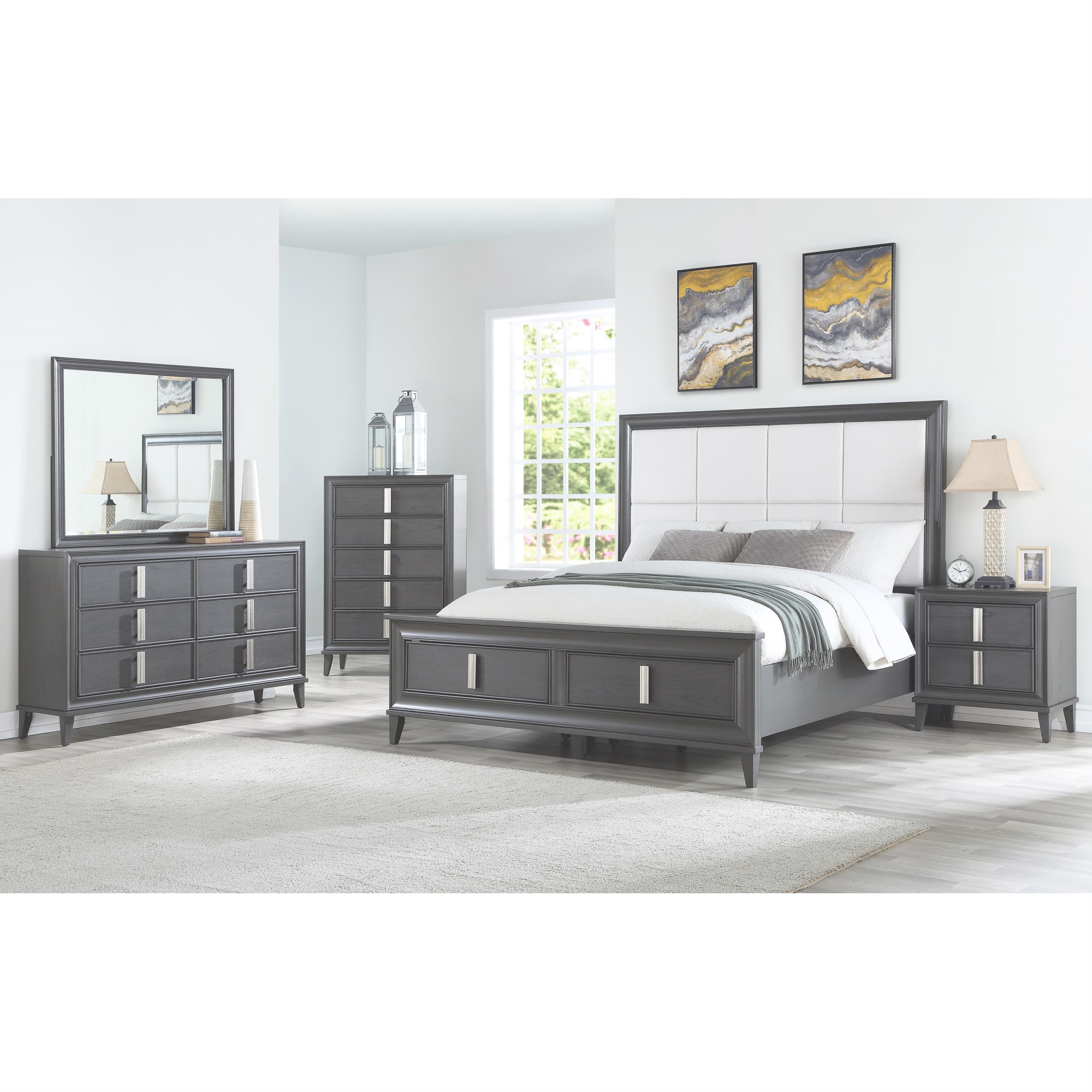 1440APB Dark Grey California King Storage Platform Bed