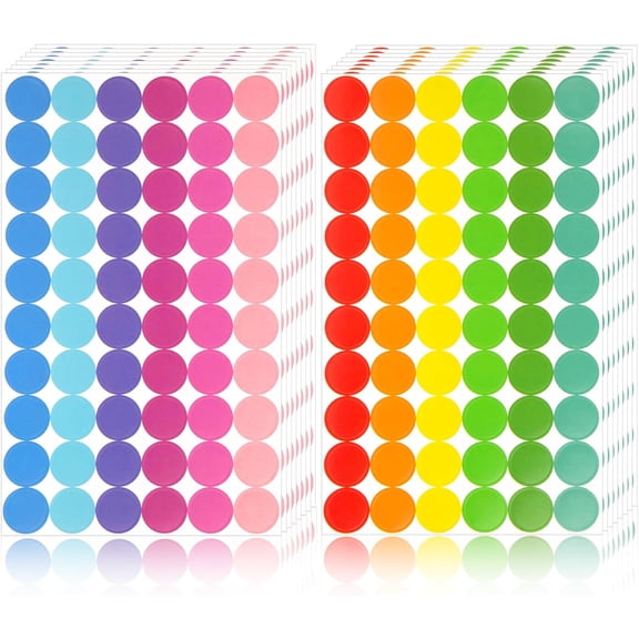 1440PCS 3/4 inch Colored Round Coding Dot Labels, 8 Color Polka Circle Label Stickers for Toddler Student Classroom, Garage Sales, Papers