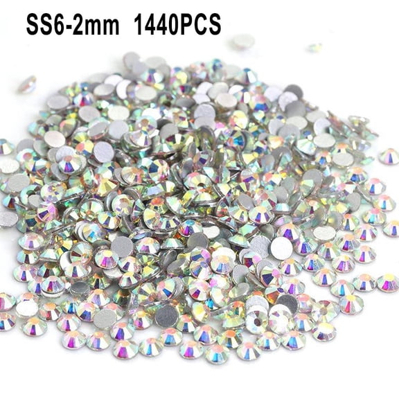 1440pc Crystal Rhinestones Flat Back Loose Diamante Sparkly Glass Gem Round Pointed Diamante Strass 3D Nail Art Decoration Craft