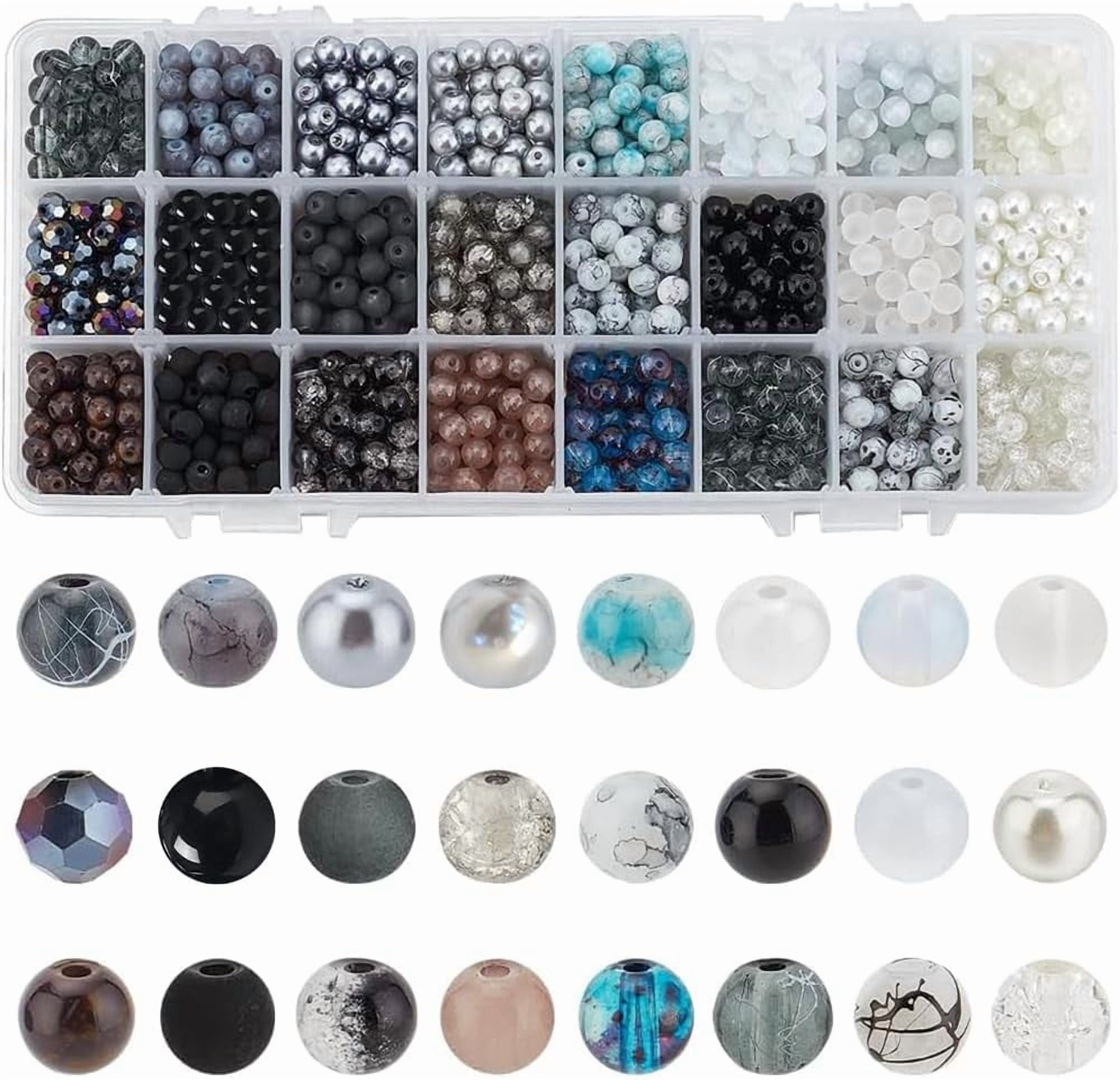 1440pcs Black White Glass Beads for Jewelry Making 24 Color 6mm Round Spacer Loose Beads Craft Beads DIY