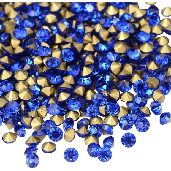 1440pcs/bag Decoration Rhinestone Pointed Back Faceted Glass Gems for Nails Decoration Makeup Clothes Shoes-Sapphire for DIY