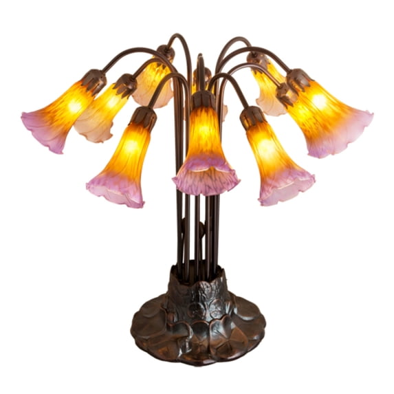 14429 Meyda 22"H Amber/Purple Pond Lily 10 Lt Table Lamp