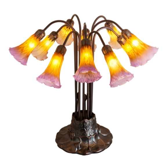 14429 Meyda 22"H Amber/Purple Pond Lily 10 Lt Table Lamp