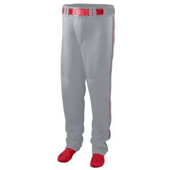 1445A Series Baseball & Softball Pant With Piping, Silver & Red - Extra Large