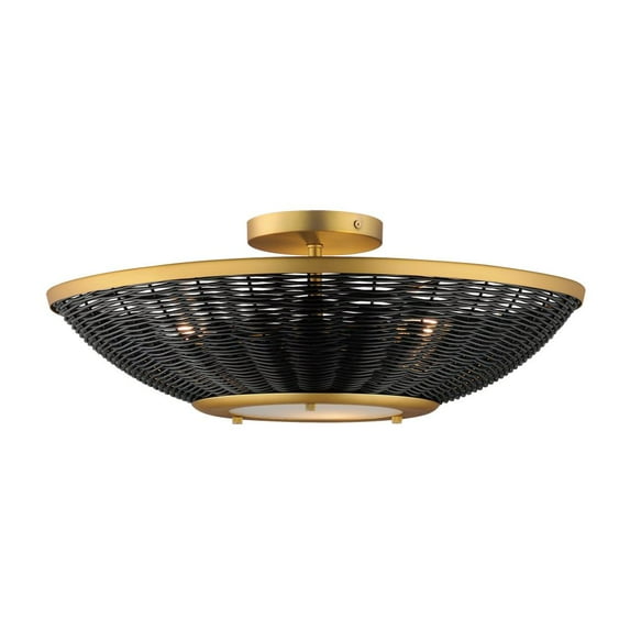 14460BRNAB-Maxim Lighting-Rattan - 3 Light Wall Sconce-7.25 Inches Tall and 20.25 Inches Wide