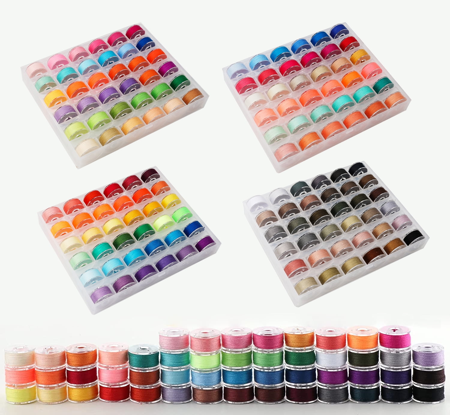 144Colors Prewound Bobbin Thread Plastic Size A SA156 Class 15
