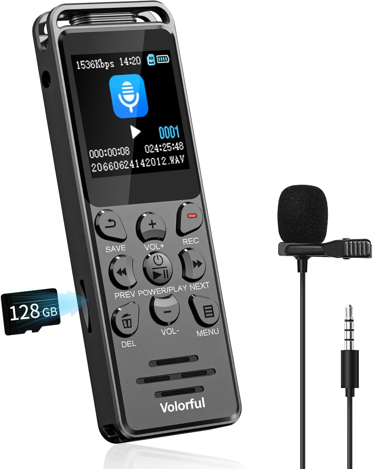 144GB Digital Voice Recorder with Playback, Audio Recorder for