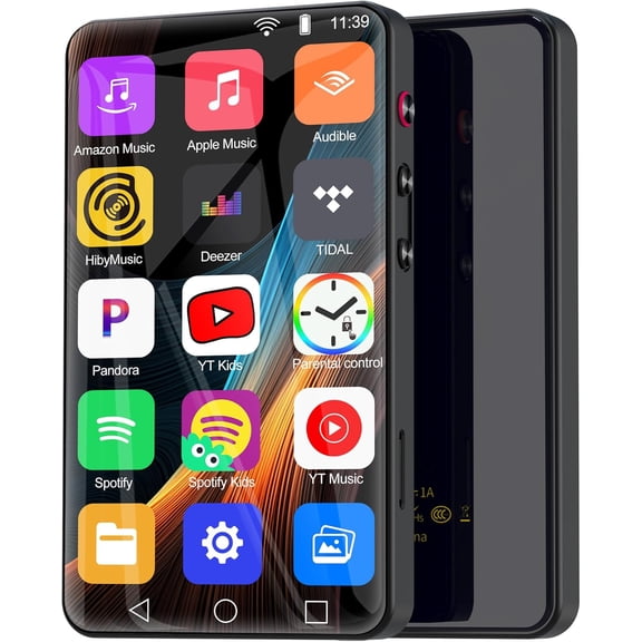 144GB MP3 Player with Bluetooth and WiFi, HD 4" Full Touch Screen Smart Music Player with Spotify, Music,YouTube,Parental Control Android Mainstrem Media MP4/MP3 Player for Kids up to 1TB,Black