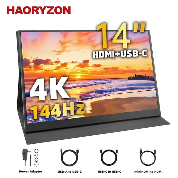 144Hz 2K 14-inch Portable Monitor 1920x1080 LCD Second Screen USB-C HDMI Laptop Gaming Display for Switch TV Box PC