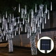thumbnail image 1 of 144LED Solar Meteor Shower String Lights, 12in Waterproof Xmas Decoration Light Falling String Lights for Wedding Party Christmas Lights, Cold White, 8Tube, 1 of 8