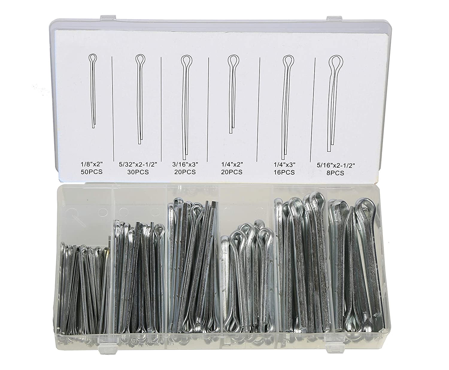 144PC Large Assorted Cotter Pins Extra Large Pin Assortment Cotter Keys ...