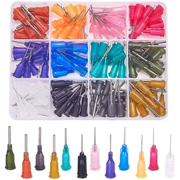 144PCS 0.5 Inch 12 Different Gauge Blunt Tip Syringe Needles Dispensing Needle with Lure Lock for Refilling Liquid Inks and Syringes Christmas Crafts Supplies 1 Box
