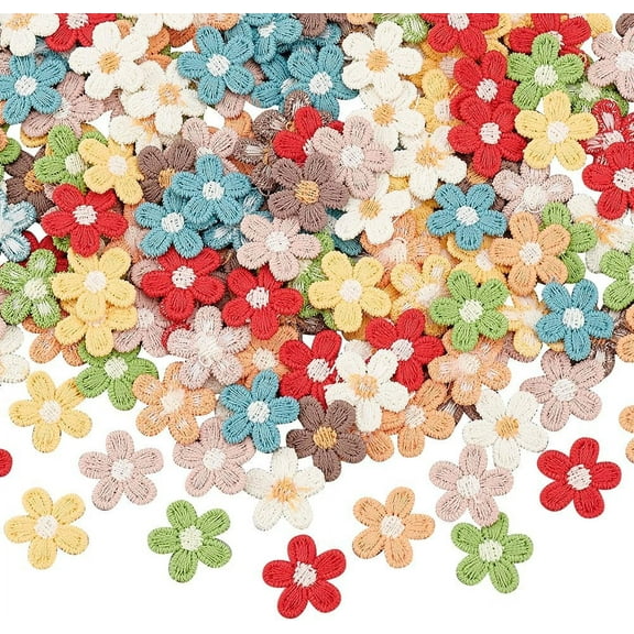 144Pcs 8 Colors Knitted Flowers Patch 0.6Inch Crochet Flower Patches Flower Sew On Patches Cotton Knitting Applique Patches Costume Accessories for Crafts Clothes Dress Jackets Hat Bags Colorful DIY
