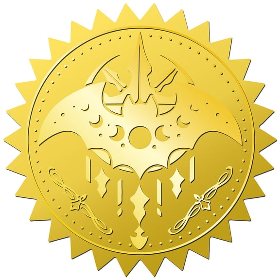 144Pcs Bat Gold Foil Embossed Stickers Animal 2 Inch Self Adhesive Waterproof Certificate Seals Sticker Labels Round Dot Decals for Invitation