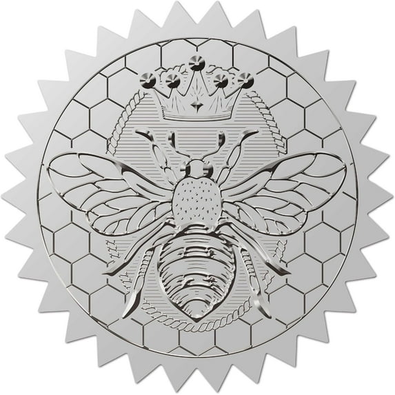 144Pcs Bee Silver Certificate Embossed Stickers 2" Vintage Foil Seals Self Adhesive Sticker Decor Labels for Achievement Awards Wedding Invitation Graduation Envelopes Diplomas DIY