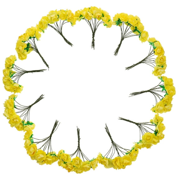 SOPOTUTU Yellow Paper Flowers 144 Pcs for Party Decorations, Table Centerpieces, Wedding, and Home Decor
