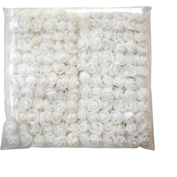 144Pcs Mini Foam Roses Artificial Flowers Bulk, Foam Small Flowers Heads for Crafts, Fake Roses for Decoration, Tiny Flowers,White