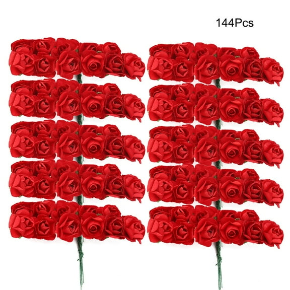 144Pcs Mini Paper Flower Handmade Diy Artificial Rose For Wedding Decoration(Wine Red)