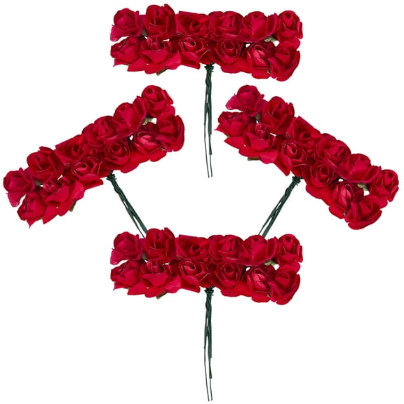 144Pcs Paper Artificial Rose Flower for DIY Crafts Home Festival Decorative Party Decoration Red 83x18x9mm