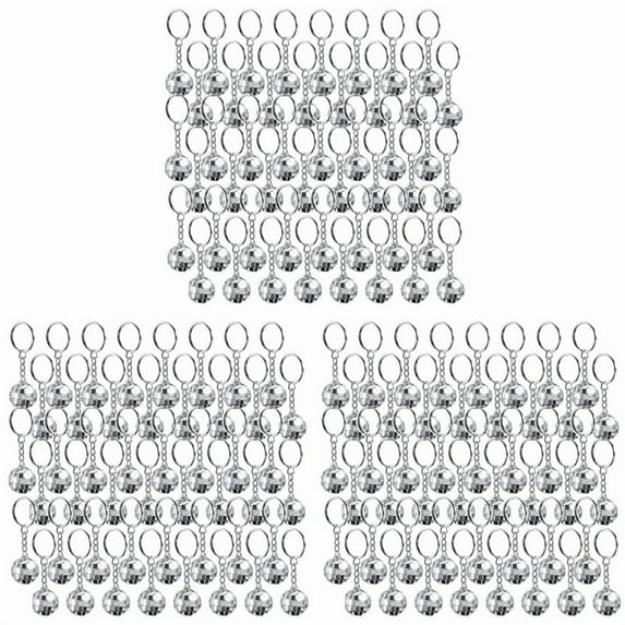144Pcs Set Disco Ball Keychain Mirror Keyring Reflective Ball Key Chain Pendant