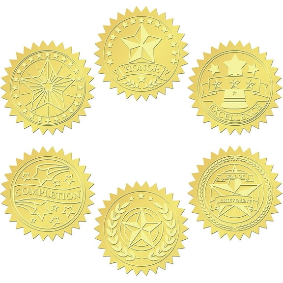 144Pcs Silver Foil Embossed Stickers 2 Inch Star Self Adhesive Certificate Sealing Stickers Medal Decoration Sticker for Graduation Corporate Notary Seals Envelopes Diplomas Awards DIYDIY