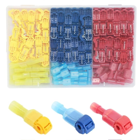 144Pcs Quick Splices Wire Terminals Quick Electrical Cable Connector T-Tap Wire Connectors for Wiring Automotive