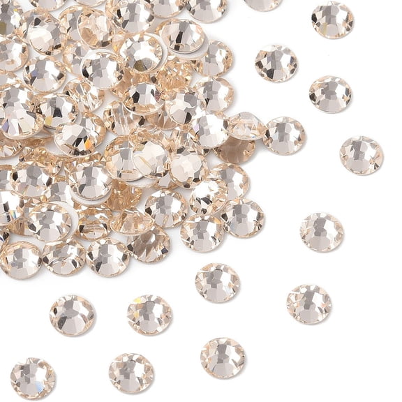 144pc Preciosa® MAXIMA Crystal No Hotfix Flatback Stones Czech Crystal Dura Foiling Round(438 11 615 Chaton Rose) 00520 Light Gold Quartz SS6(1.9~2.1mm)