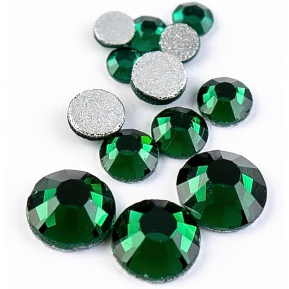 144pcs Crystal Lane DIY SS20 (4.7mm) Emerald Glass Round Flat Back Rhinestones for nail art, clothes design decorations