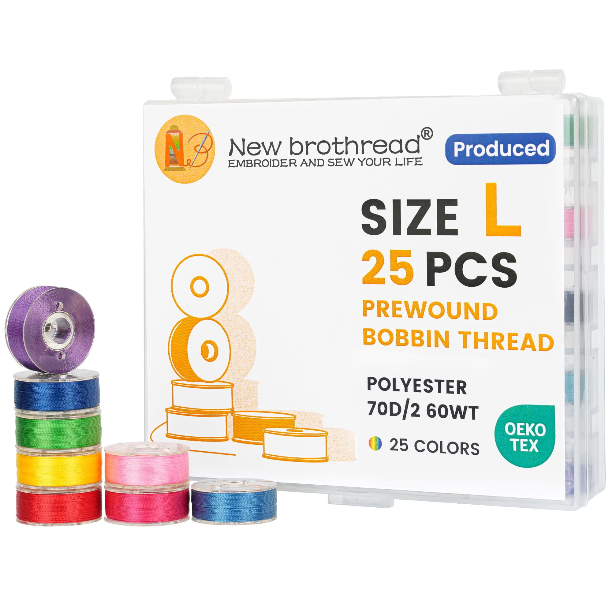 144pcs Type L (SA155) Size White Prewound Bobbin Thread Plastic Side ...