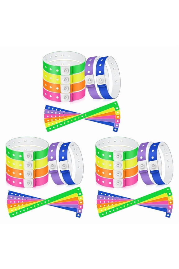 144pcs Vinyl Wristbands Plastic Event Colorful for Events Concert Carnival Nightclub, Set 2