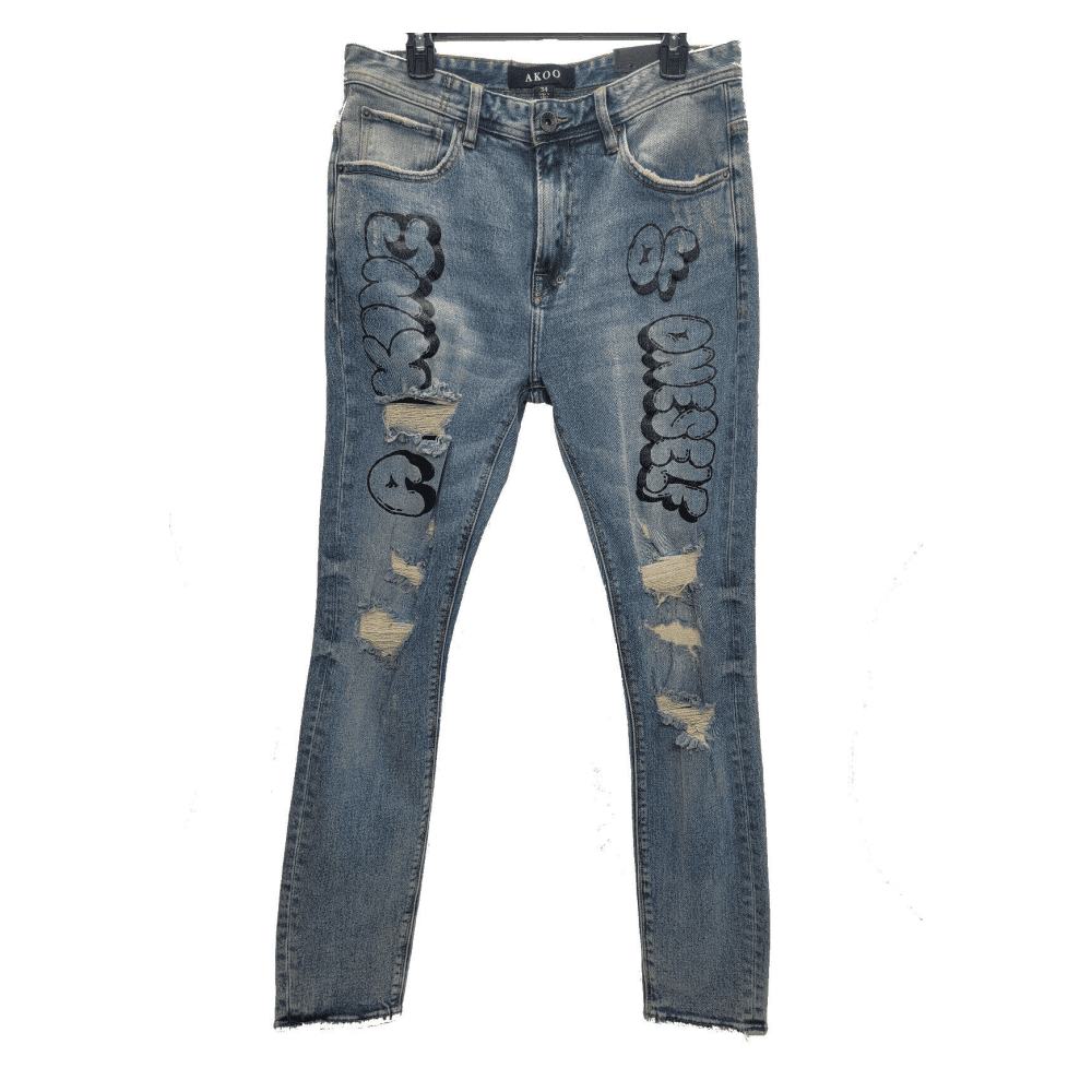 145 AKOO Men s Denim SKulk Fit Jean Blue Size 34 Walmart