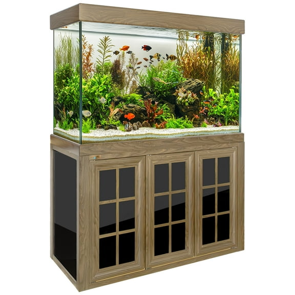 145 Gallon Tempered Glass Aluminum Aquarium Fish Tank Darkwood