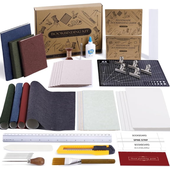 145 Pcs Book Binding Kits,Book Making Kit with Video Tutorials | Book Binding Kit for Beginners,Bookbinding Kit,Book Binding Materials Tools with Manual,Bookbinding Supplies for DIY Crafts