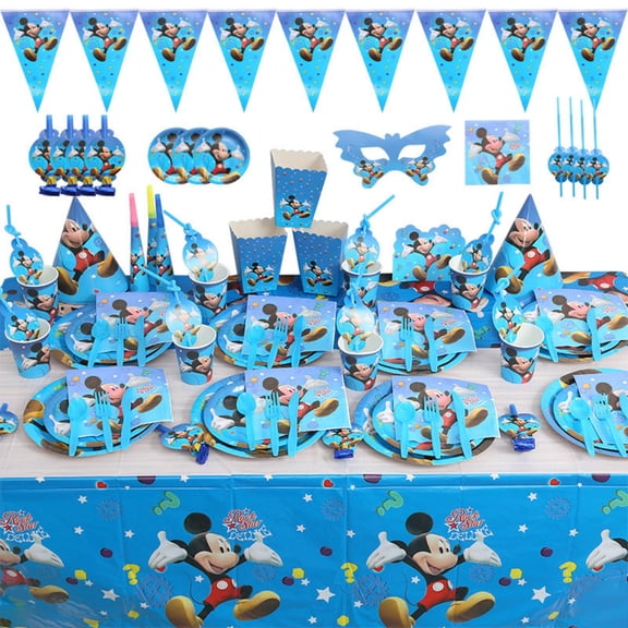 145 Pcs Mickey Minnie Anime Cartoon Birthday Party Supplies, Disposable Tableware & Decor