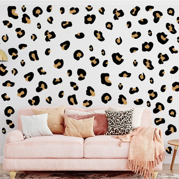 145 Pcs Wall Decals Brown Leopard Print Wall Stickers Peel and Stick for Living Room Bedroom Boys Girls Playroom Study Room Decor