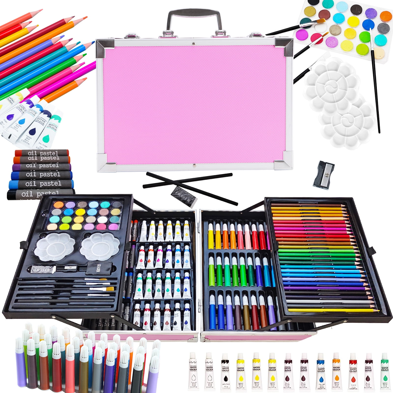 145 pcs Art Set for Child Teens Painting Coloring,Deluxe Portable