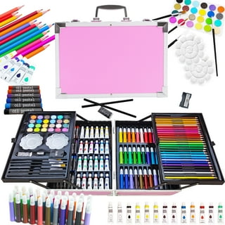 H & B Deluxe Art Set 145-Piece 2 Layers, Child Art Supplies for Drawing,  Painting, Portable Aluminum Case Art Kit for Kids, Teens, Adults Great Gift