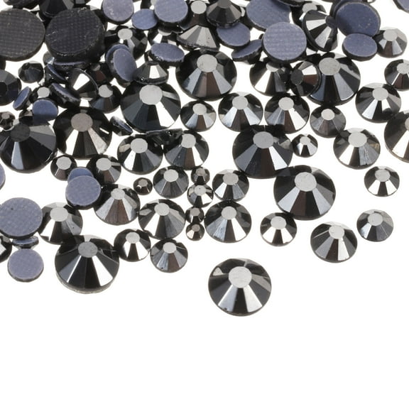 1450 Pcs Hotfix Rhinestones Crystal Glass Gems(SS6-SS30 Set,Pale Black)