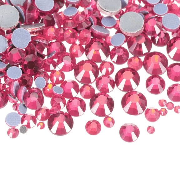 1450 Pcs Hotfix Rhinestones Crystal Glass Gems(SS6-SS30 Set,Rose Red)