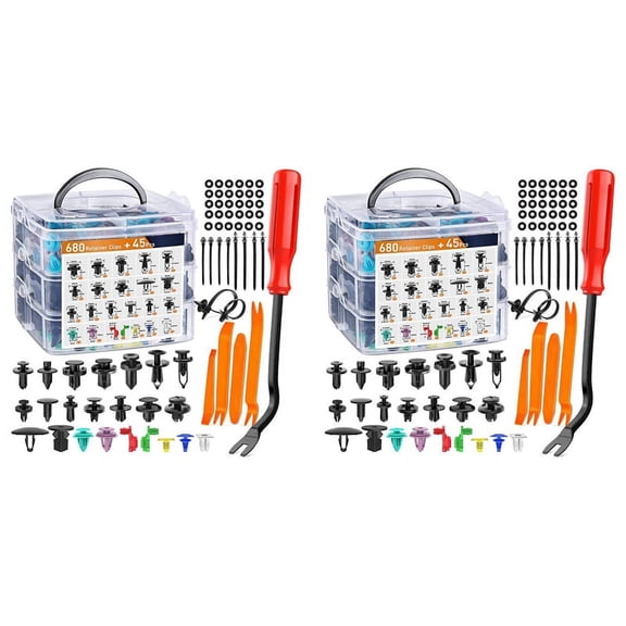 1450Pcs Car Push Retainer Clips & Auto Fasteners Assortment - 23 Prevalent Sizes Bumper Mudguard Rivets with Cable Ties