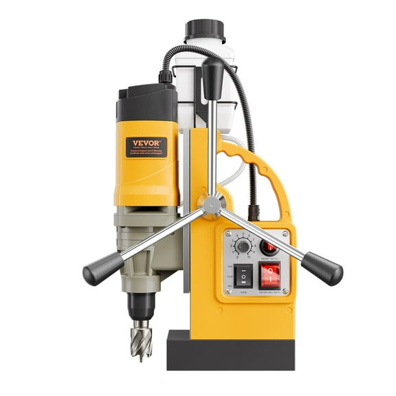 1450W Magnetic Drill Press, 2878 lbf Electromagnetic Drill with 6 PCS HSS Cutter Bits, 2-Inch Boring Diameter, Professional Portable Mag Base Drill for Steel Metal, Yellow