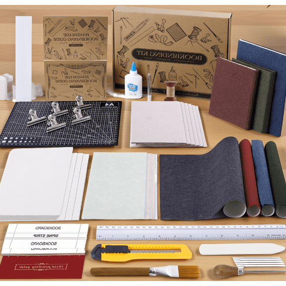 145Pcs Book Binding Kit for Beginners, Bookbinding Supplies with Tools, Materials, Instructions and Video Tutorials for DIY Crafts