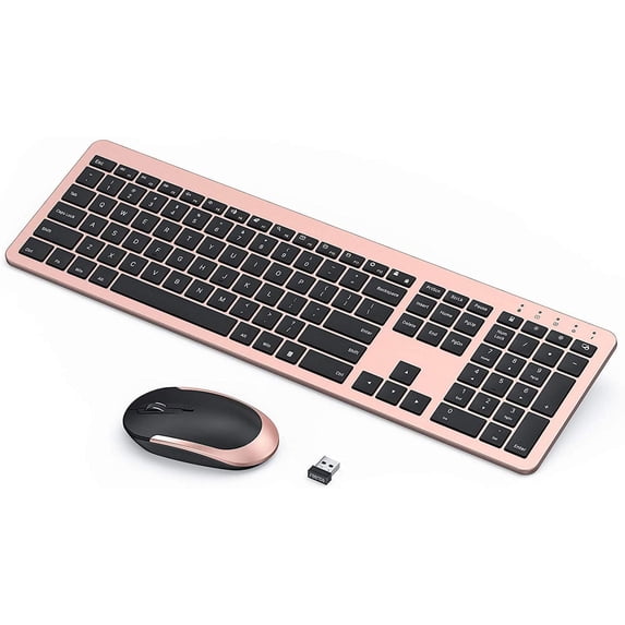 Rechargeable Wireless Keyboard Mouse Combo Full Size Cordless Keyboard & Mouse Sets with Build-in Lithium Battery Ultra Thin Quiet Keyboard Mice