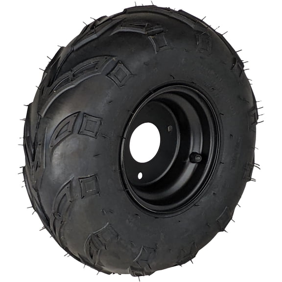 145x70-6 Tubeless Tire with Wheel - Rim Left Pre-mounted Assembly - 3 Stud 78mm Spacing - for 70cc, 90cc, 110cc, 125cc Off-Road, Go Kart, Buggy, ATV