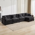 thumbnail image 1 of 146.5” Black Modular Sofa, 4 Seater L Shaped Chenille Sectional for Living Room, Cloud Couch with Ottoman, Sofá moderno, 1 of 10