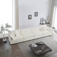 thumbnail image 1 of 146.5" Oversized Modular Sectional Cushion Modern Deep Seat Sleeper Sofa & Couch W/Pillows, Living Room DIY Free Combination 4 Seaters Comfy Upholstered Furniture for Home Apartment Office, White, 1 of 17