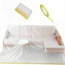 146" Inch Extra Large Plastic Couch Covers, Waterproof Furniture Protector for L-Shape Sectional Sofa, Clear Couch Cover for Moving, Storage & Pet Protection