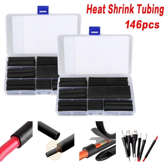 146 Pieces Heat Shrink Tube, 4:1 Shrinkage, Cable Insulation, Heat Shrink Tube Set