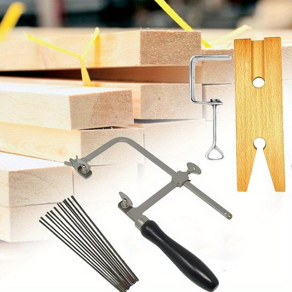 [146pcs Hand Tools Kits] 3 In 1 Professional Jeweler's Saw Set,including 1pcs Saw Frame,144 Blades And 1pcs Wooden Pin Clamp Wood Metal