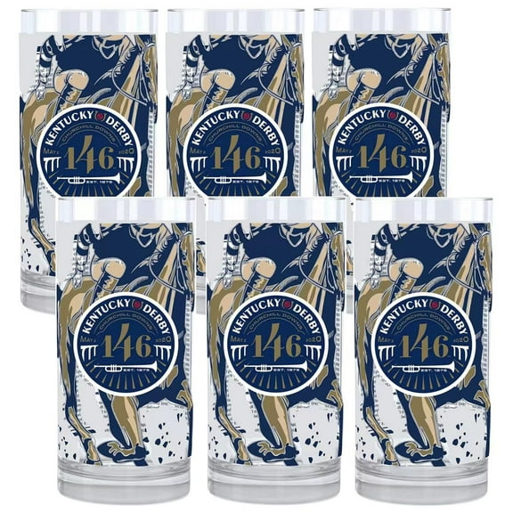 146th Kentucky Derby Mint Julep Glasses 2020, 12 oz., 6 Pack, Officially Licensed Souvenir Glassware